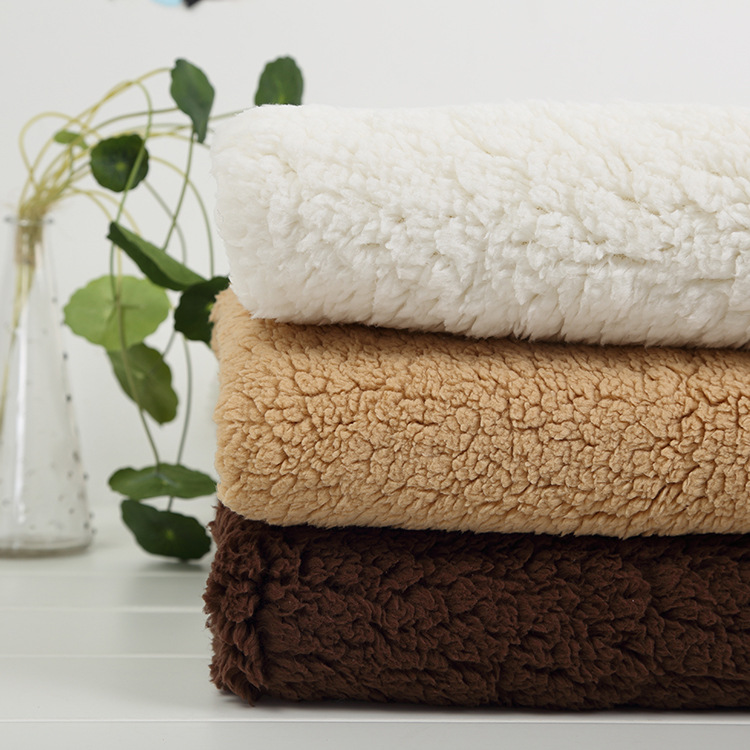 厂家现货500g仿羊绒绒布 睡衣家居服毯子服装里布面料 棉花绒面料