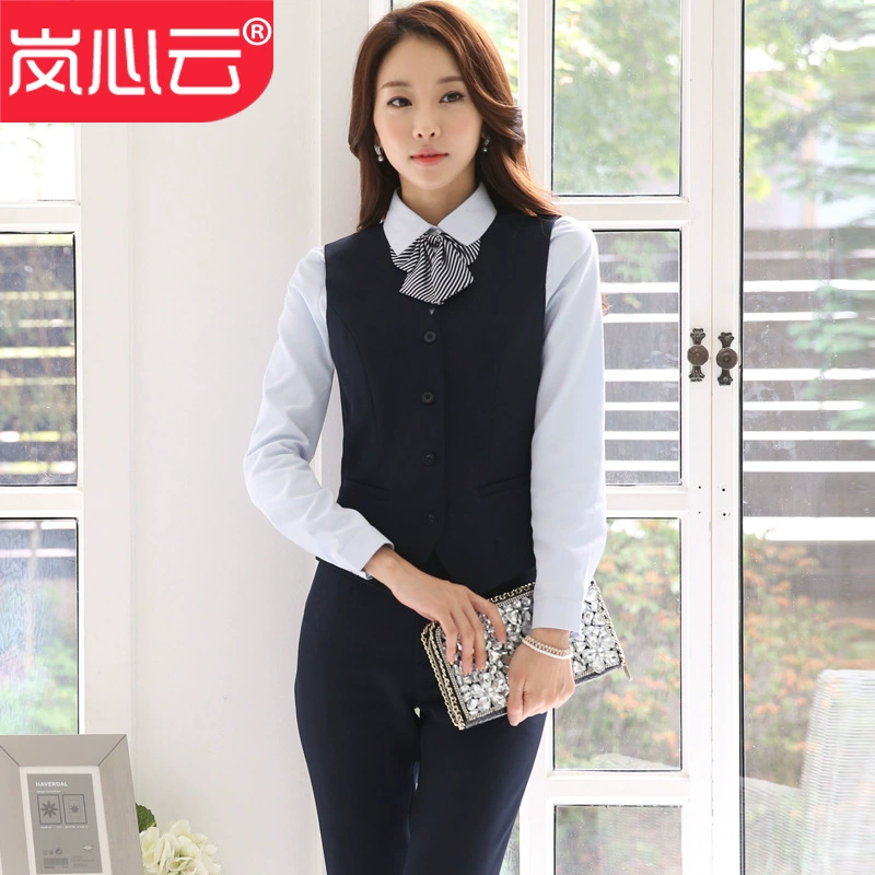Осенний корейский костюм, жилет, брюки для работы, slim fit