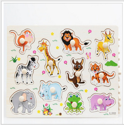 woodiness animal Makeup Jigsaw puzzle woodiness Nog Makeup Early education Puzzle children Clutch plate Toys