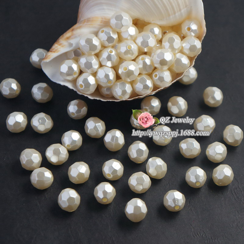 ABS imitation pearl cut surface beads, new imitation pearl wedding prop clothing, bride's wedding dress pearl loose beads wholesale detail image 5