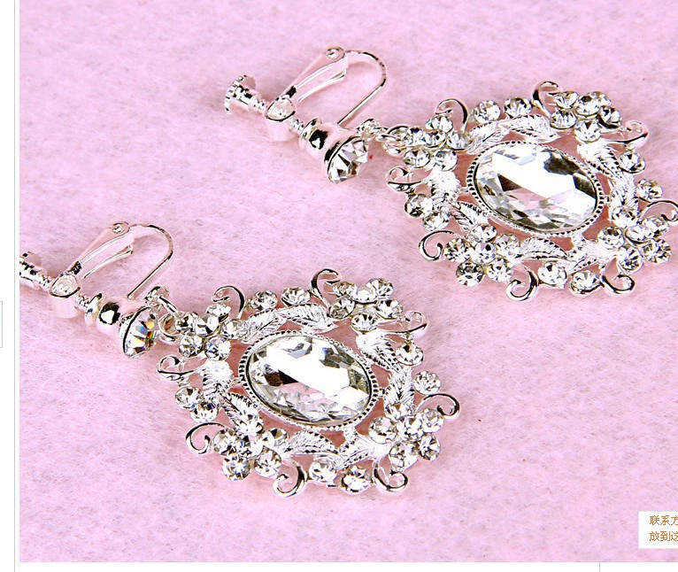 Fashionable earrings for bride, Korean set, crown for photo sessions, accessory, Korean style