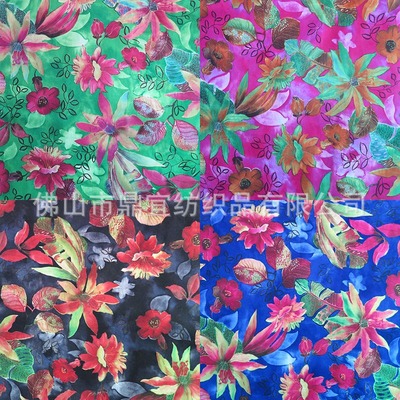 纯涤针织仿牛仔面料 弹力针织印花面料 女装童装印花面料|ms