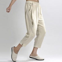 夏款原创中国风男士薄款九分裤青年棉麻休闲裤爆款宽松大码裤