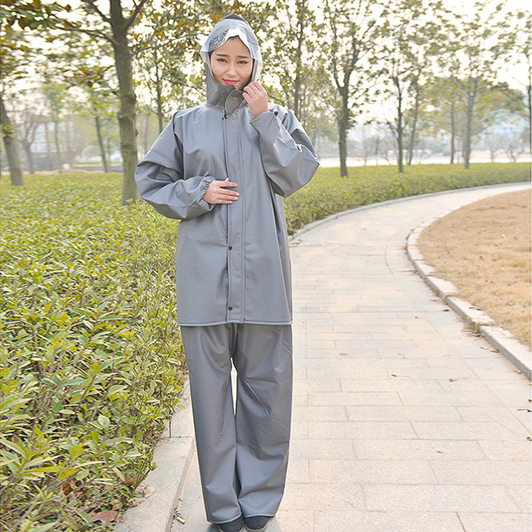 超值爆款厂家授权稳得福银灰时尚分体雨衣套装