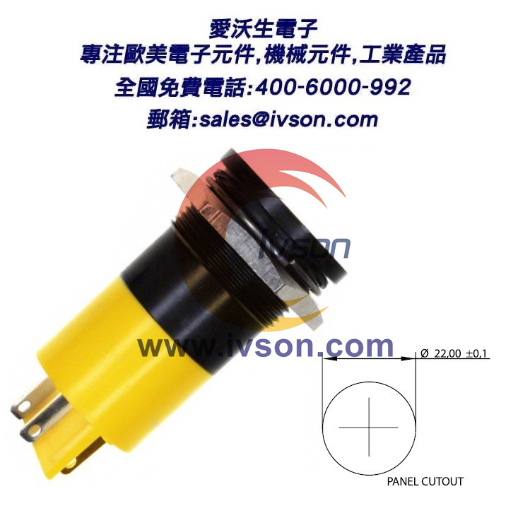 IVSON APEM Q22F1BXXY220E,220VDC, IP67,爱沃生电子 LED指示灯