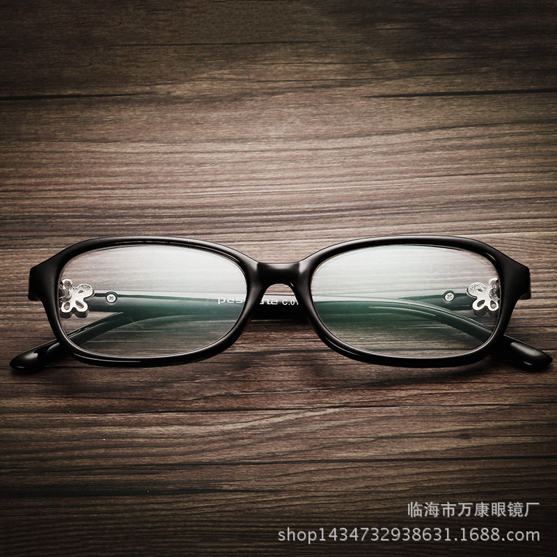 复古pc全框眼镜女式光学眼镜 3613四叶草带钻平光镜 ebay港风眼镜