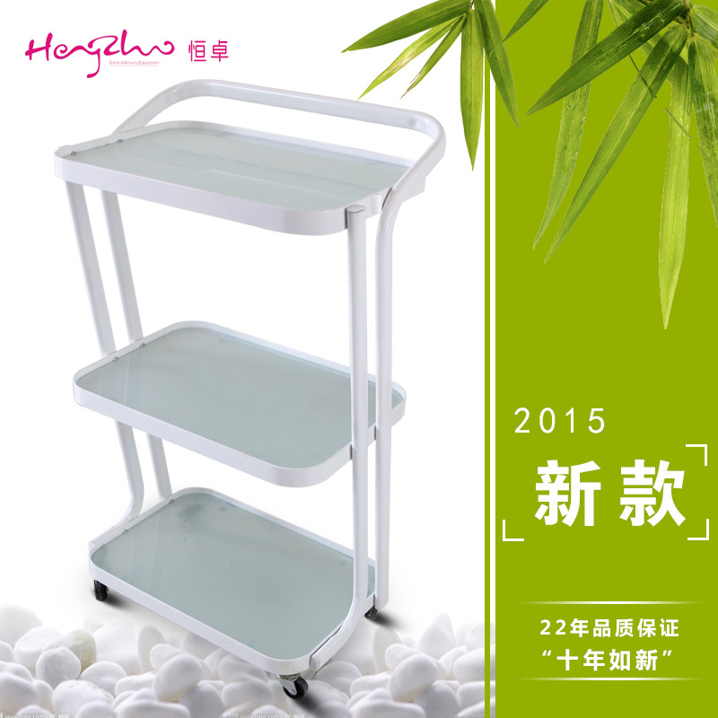 专业批发钢化玻璃美容院美发工具车子恒温烤漆发廊3层手推车H6701