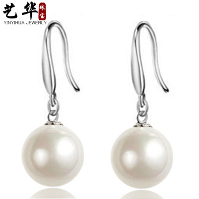 高品质正圆珍珠防敏耳环/耳饰品厂家批发韩版镀银 耳坠 女|ms