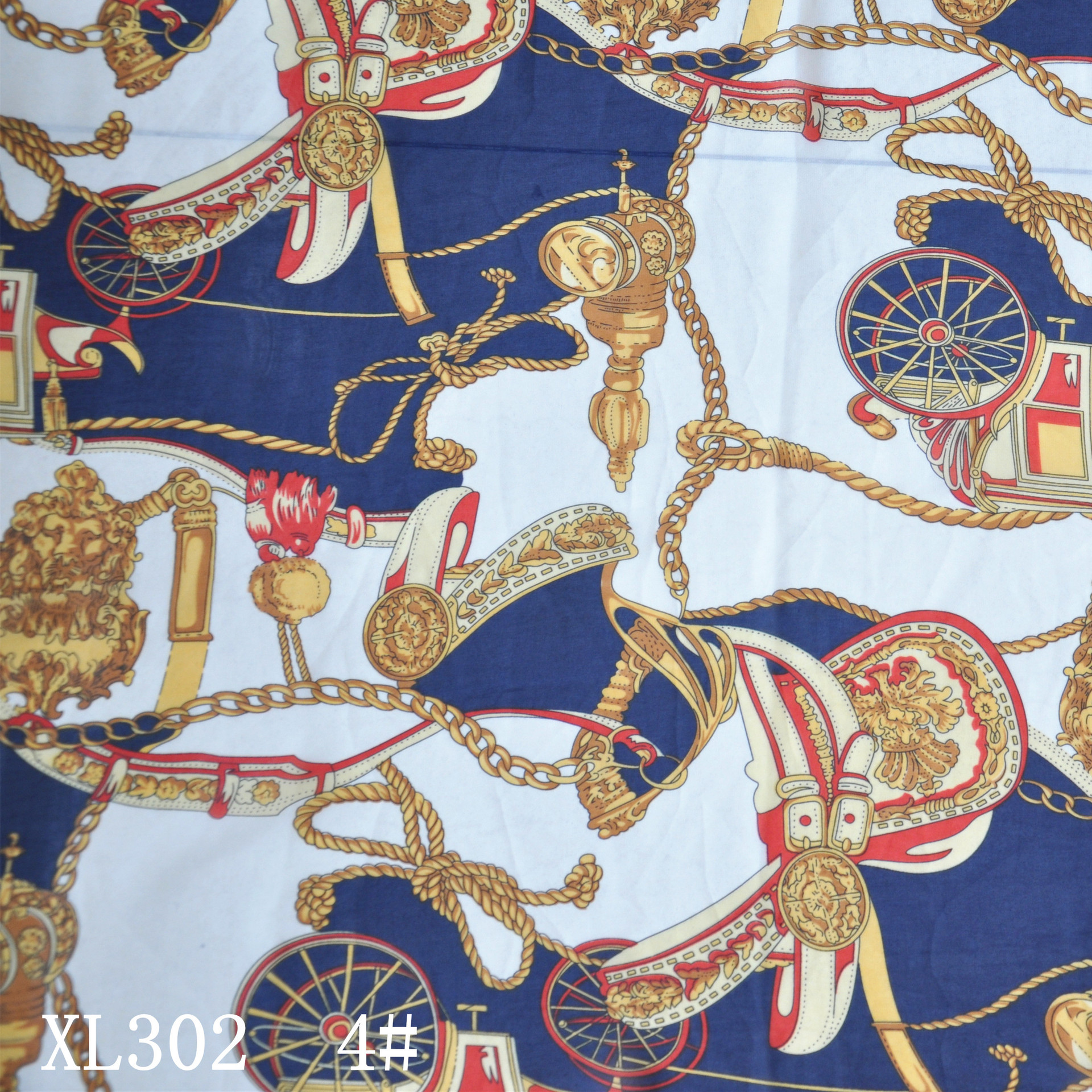 【翔龙印花 XL302】现货批发 复古马车链条 轻透雪纺印花面料