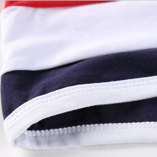 New Men's Lycra Cotton Underwear Striped Contrast Color Mid-waist Boxer Briefs C-012