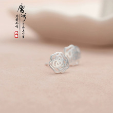 s925银饰品玫瑰耳钉女韩国时尚潮人花朵耳环学生创意流行耳饰