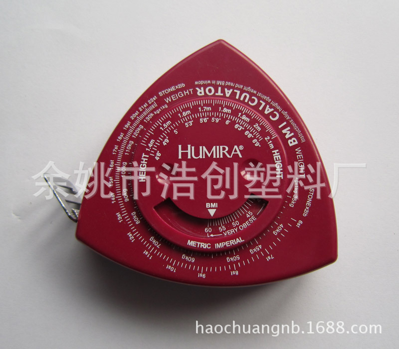 三角形BMI身体健康皮卷尺 可固定玻璃纤维PVC皮尺 促销礼品广告