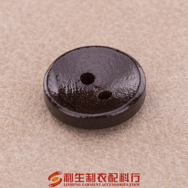 利生现货  甄品深咖啡碗型两眼木质衬衫纽扣 12.5MM毛衫木头扣子