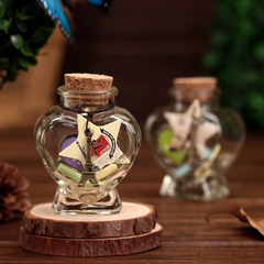 Small Peach Heart Glass Wish Bottle, Lucky Star Bottle, Wish Bottle with Small Iron Tower, Creative Birthday Gift