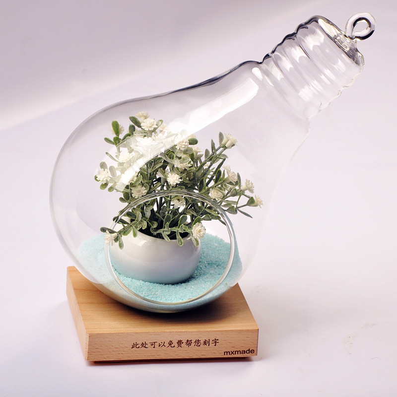 De estilo europeo DIY creativo trípode transparente micro paisaje florero de cristal del tanque de peces adornos