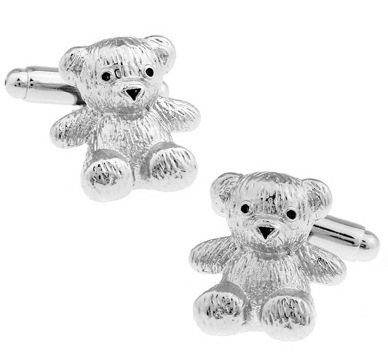 Unisex silver Bear Cufflinks Cufflinks Custom Shape Metal Cufflinks Bear Button A6007