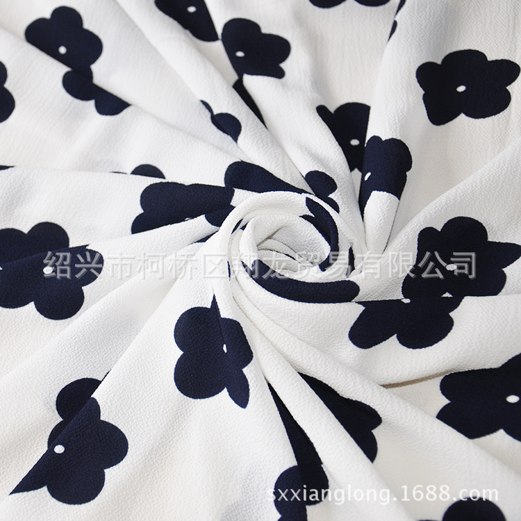 【翔龙印花 XL富丽绉-366】简约日韩少淑女花卉弹力雪纺女装面料