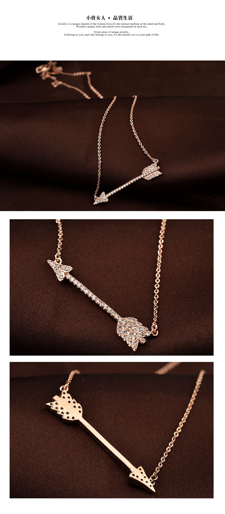 New Clavicle Chain Decorated With Diamond Cupid Arrow Pendant Necklace display picture 2