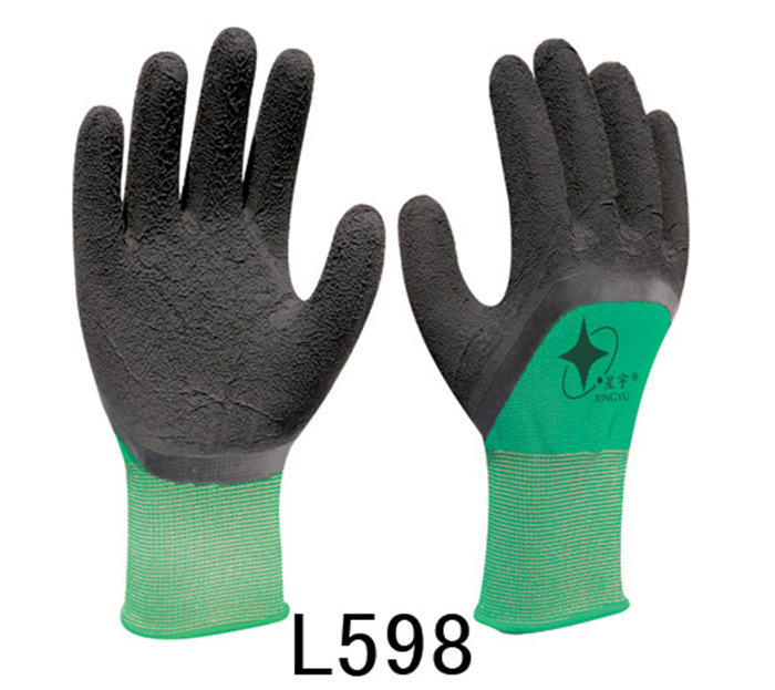 direct deal L598 Xingyu gloves 13 nylon latex Foam latex Wrinkle wear-resisting acid-base