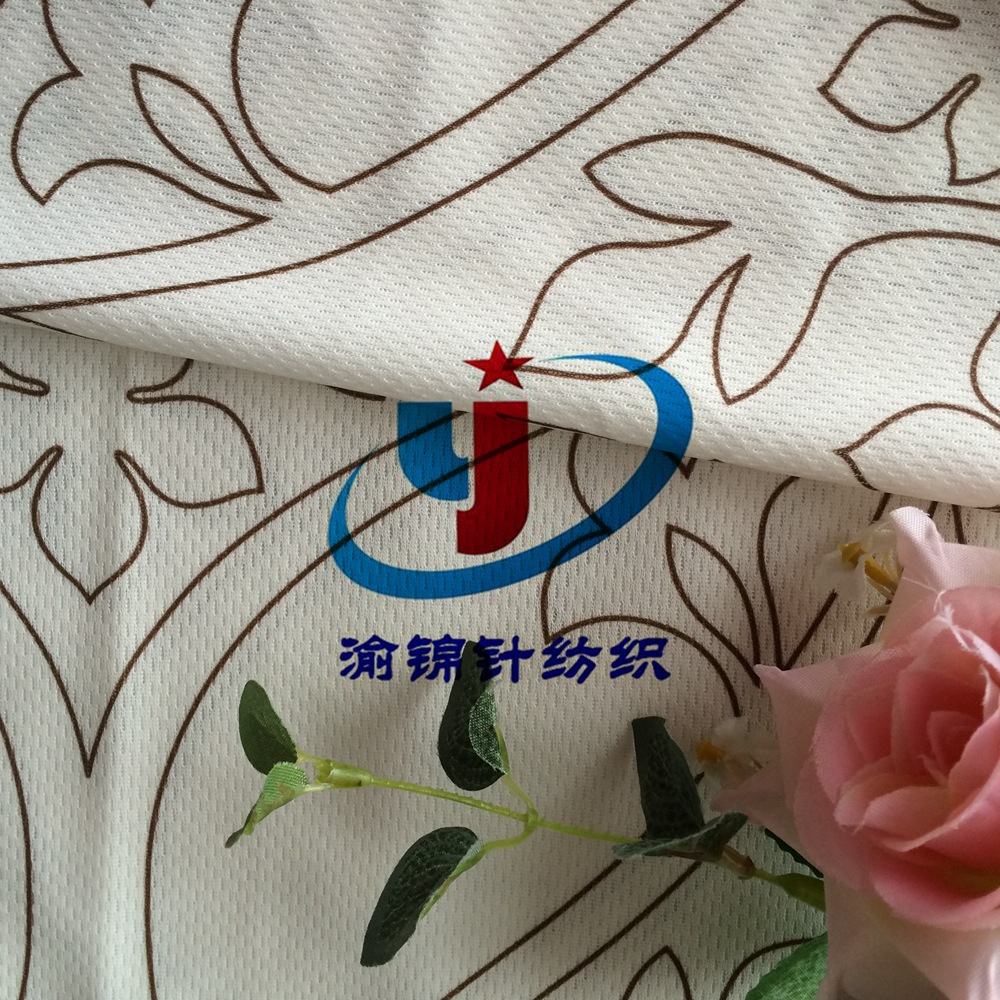 厂家热销爆全涤鸟眼布 花型清晰-印花鸟眼布 透气T恤运动服装面料