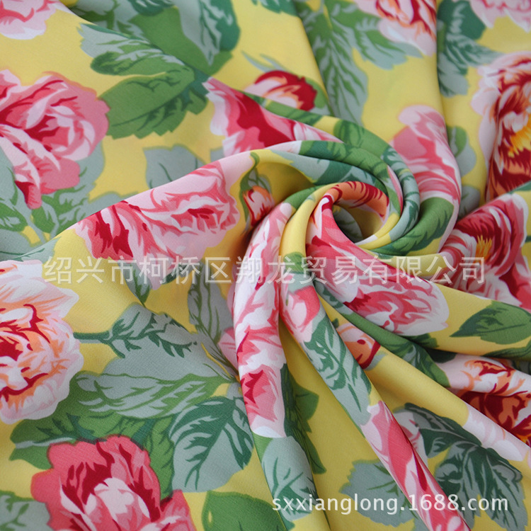 【翔龙印花 XL2917】新品 复古时尚牡丹花卉水洗绒韩国绒女装面料