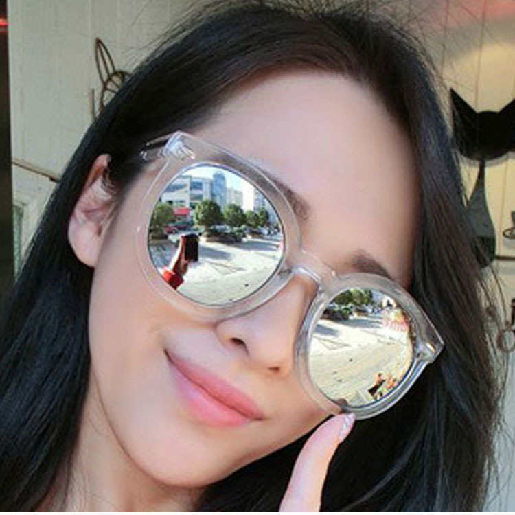 韩版圆框炫彩反光太阳镜A227 新款箭头透明彩膜墨镜太阳眼镜