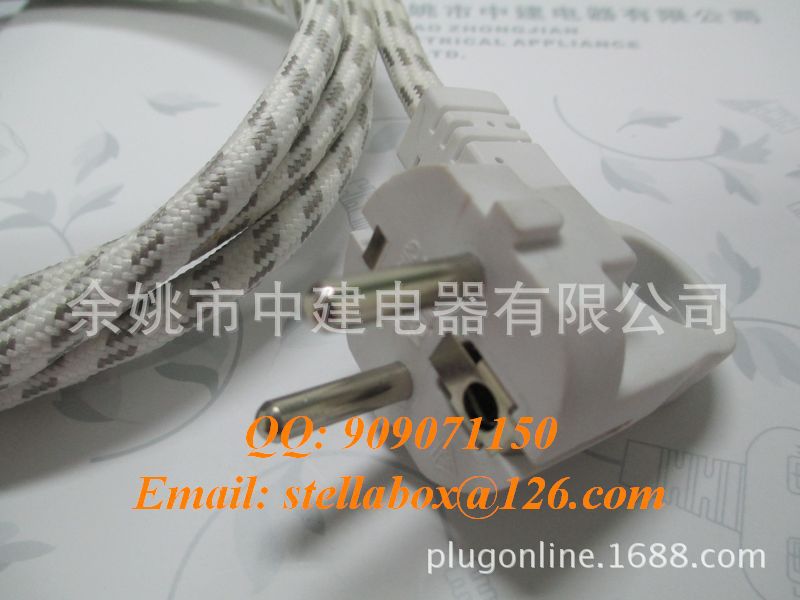 热销产品实拍图VDE 欧标烟斗插头，欧标编织线电源线