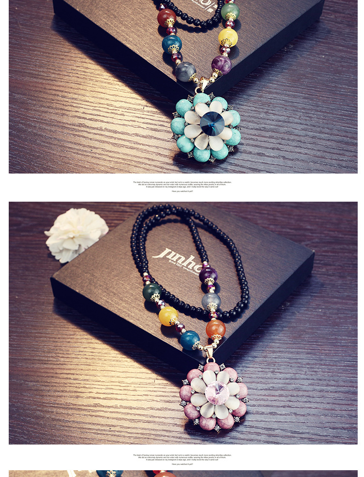 86g Weight Necklace Classification Wedding, Travel Occasion Alloy Material Geometric Pattern Women'S Gender Inlaid Gemstone Design Ethnic Style Style Rose Red, Red Color Retro Beaded Bohemian Long Sweater Chain 5