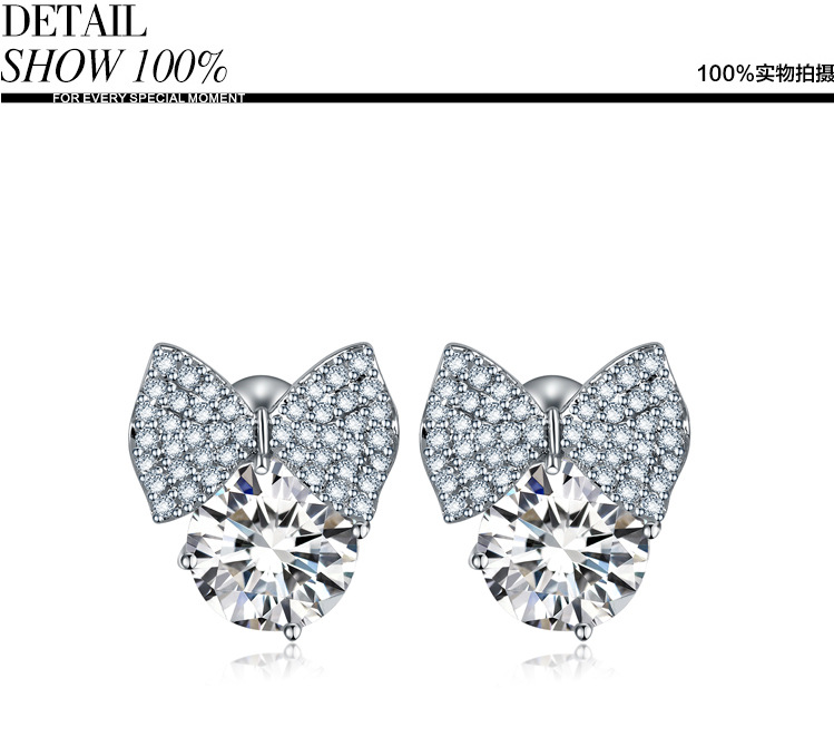 Zircon Fashion Bow Earrings display picture 1