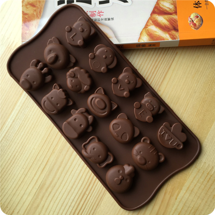 Food -grade silicone cake mold chocolate ice grid model love animal…