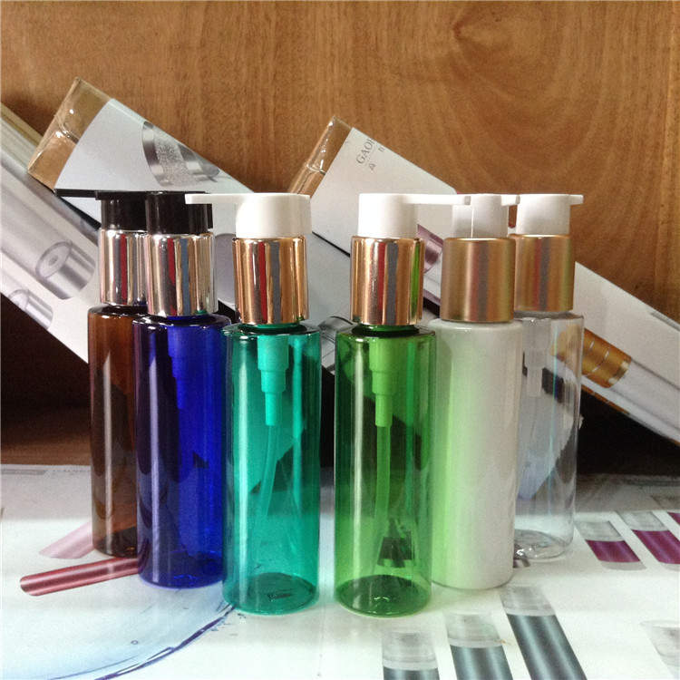 100ml平肩多色大泵头瓶塑料瓶，压泵乳液瓶，沐浴露分装瓶