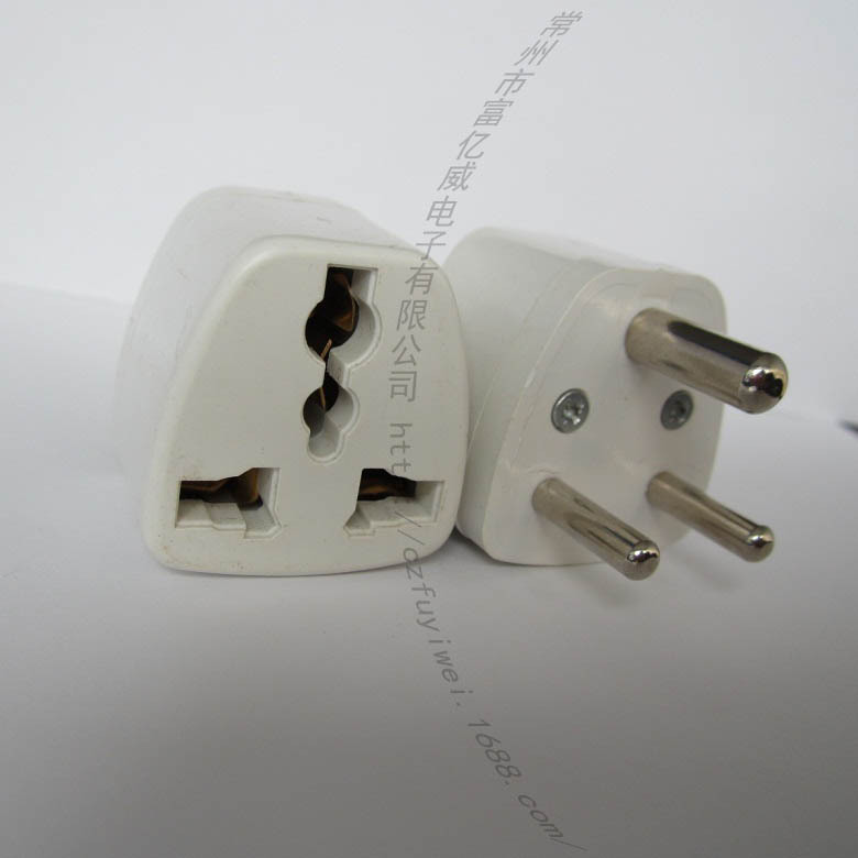 南非电源转换插头 南非三极圆插电源转换头 白色