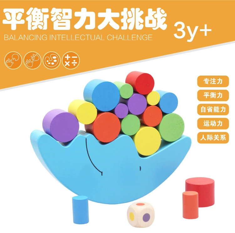 Đồ chơi trẻ em 1-6 tuổi xếp chồng lên nhau cao nam bé câu đố Montessori giáo dục sớm bằng gỗ cô gái trăng cân bằng khối xây dựng đồ chơi xếp hình cho bé