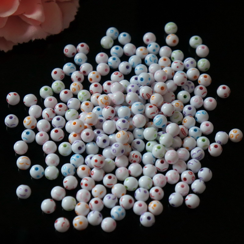 Alibaba Special Sale Children's handcrafted beaded educational toy accessories Solid color acrylic smiling face beads factory direct sales detail image 7
