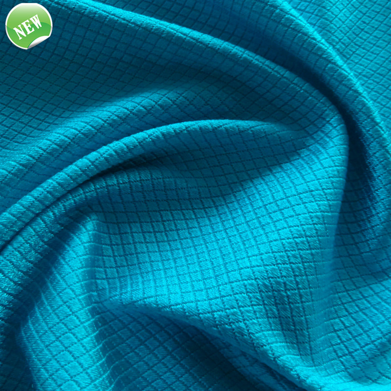 厂家批发莱卡布提花菱形波浪纹方格女装针织面料礼盒包装工艺