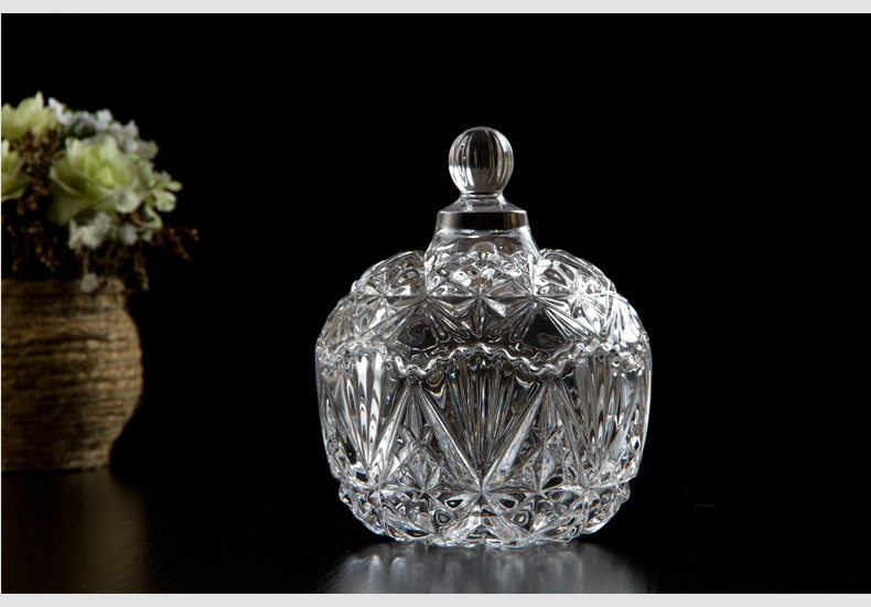 钻石糖缸水晶玻璃糖罐储物罐装饰罐 透明糖果罐 干果罐婚庆用品