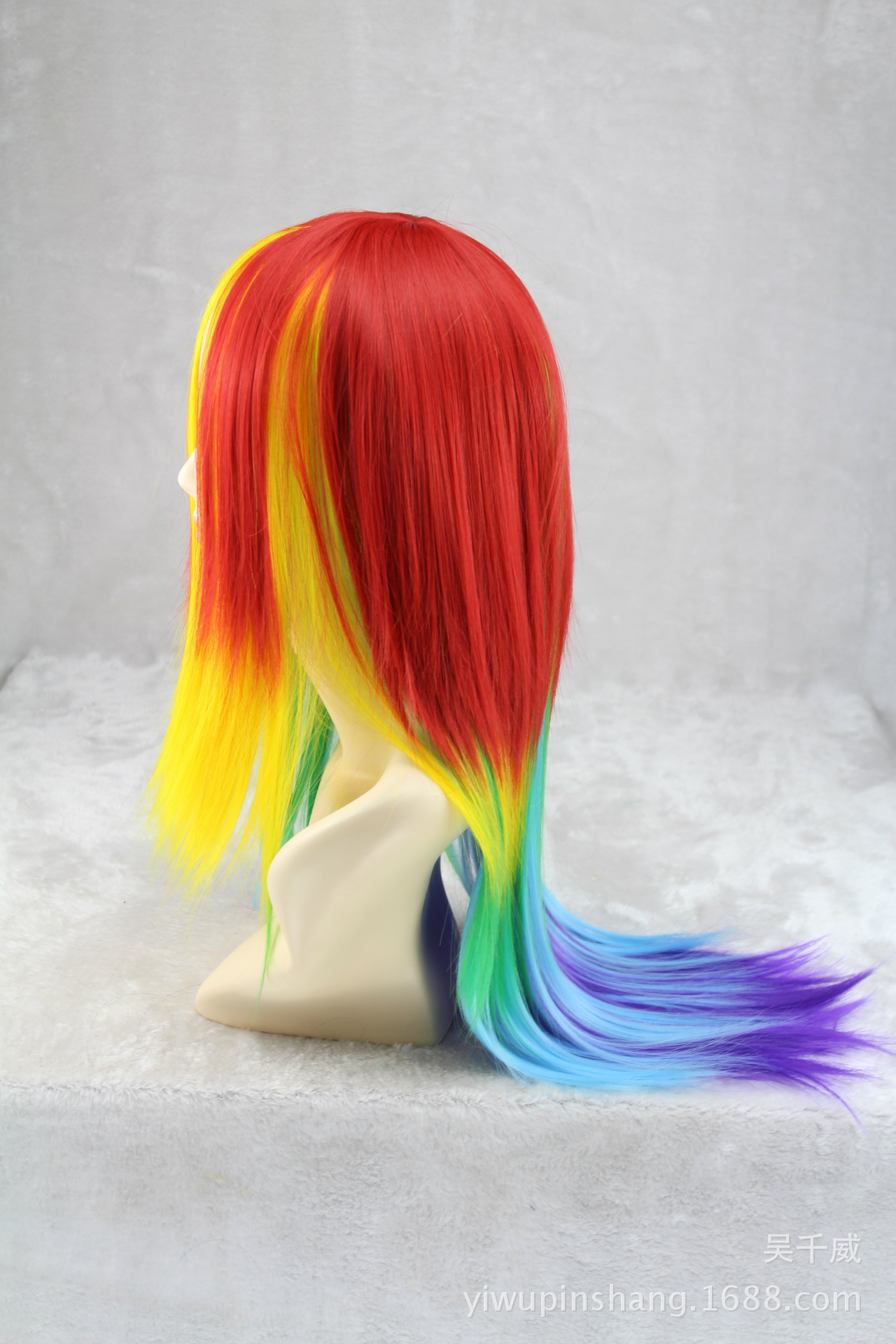 跨境外贸COS动漫假发新款原宿渐变色中分长直发cosplay彩色wig-阿里巴巴