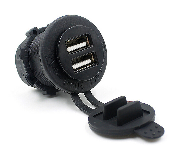 迈宇改装车载USB充电器 5V 3.1A双USB车载车充 防水带灯车充undefined