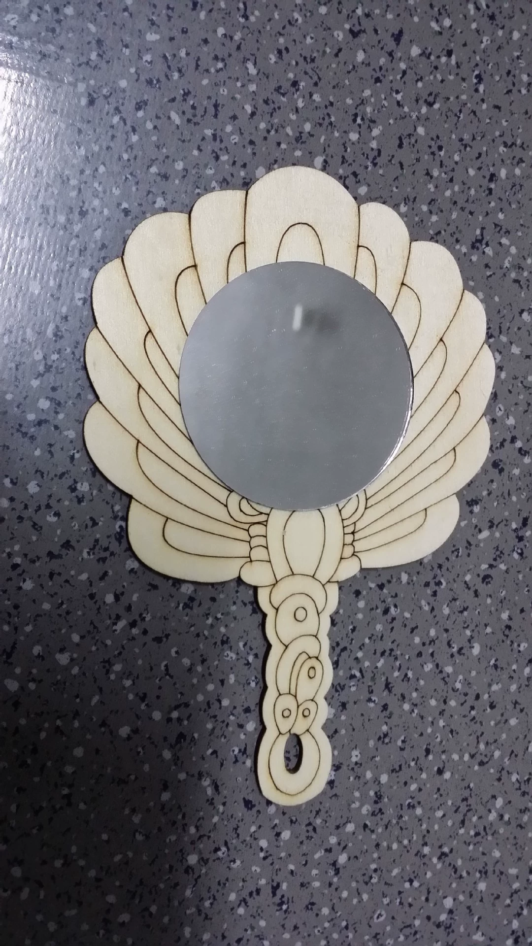 Деревянное корейское зеркало с лазером, ручка, handmade