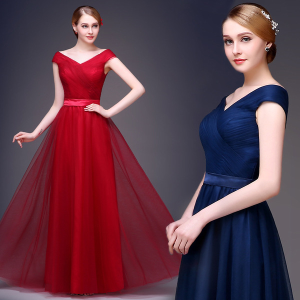 Evening dress new European and Korean evening dress long spring and summer party toast bride dresses