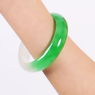 手镯  A貨玉手镯女冰種陽綠玉镯子 翡翠女玉镯民族風飾品 批發