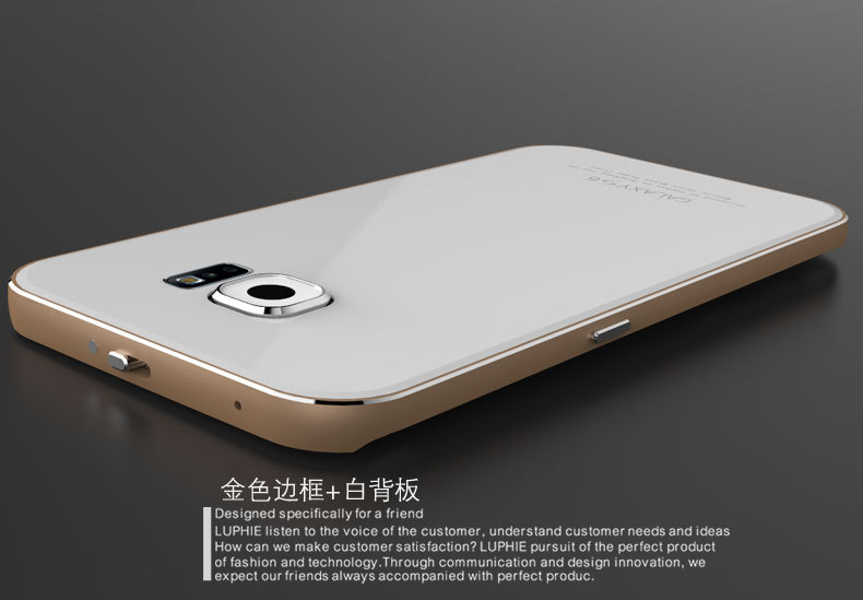 Luphie Aircraft Aluminum Metal Frame 9H Tempered Glass Back Cover Case for Samsung Galaxy S6 Edge Plus G9280 & S6 Edge G9250