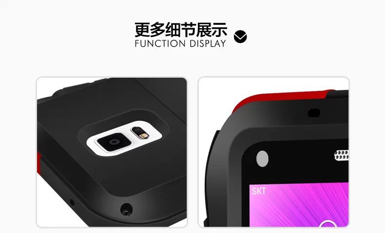 LOVE MEI Powerful Small Waist Water Resistant Shockproof Dust/Dirt/Snow Proof Aluminum Metal Outdoor Heavy Duty Case Cover for Samsung Galaxy Note 4