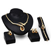 Metal jewelry, necklace and earrings, set, European style, 4 piece set