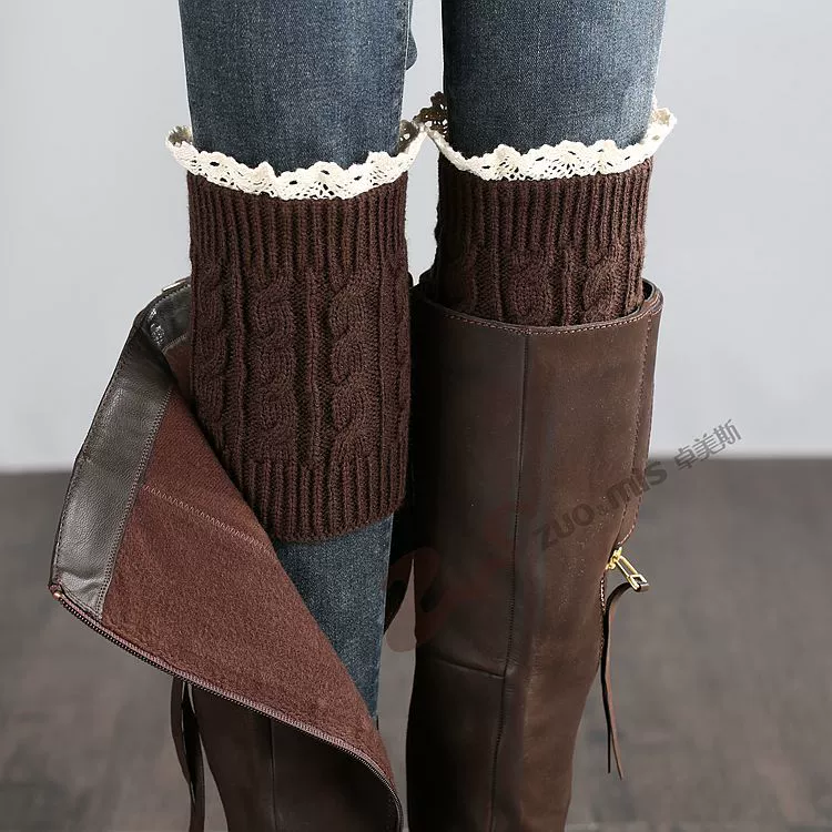 Knit Gaiters Leg Warmers, 100% Acrylic, Short Lace Cuff, Demi‑season Short Boot Socks