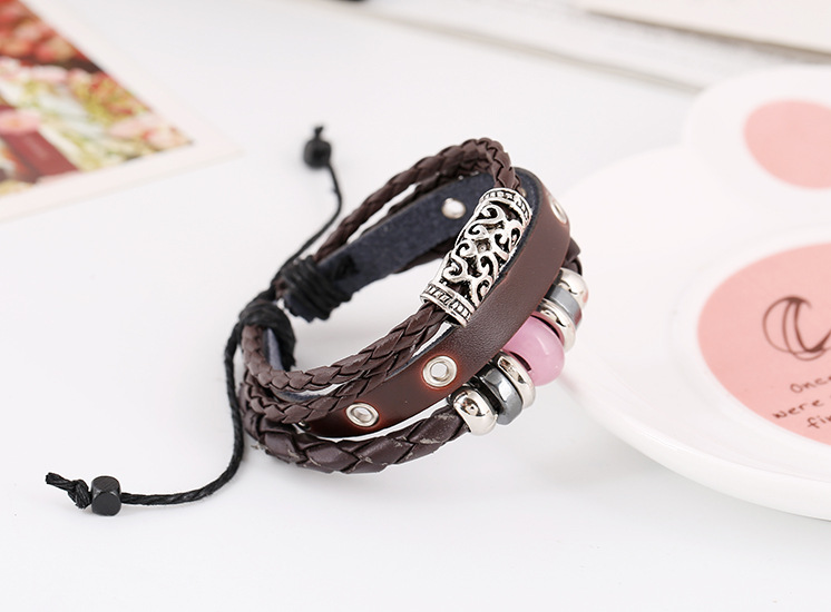 Retro personality leather bracelet fashion temperament wild beaded leather bracelet new bracelet