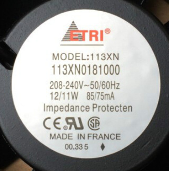法国ETRI 113XN 0181000 208-240V 12/11W 9cm全金属交流散热风扇