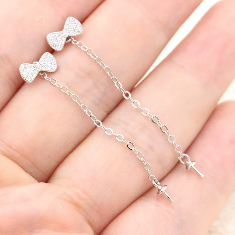 Серьги из жемчуга, аксессуары, съемное украшение с бантом
