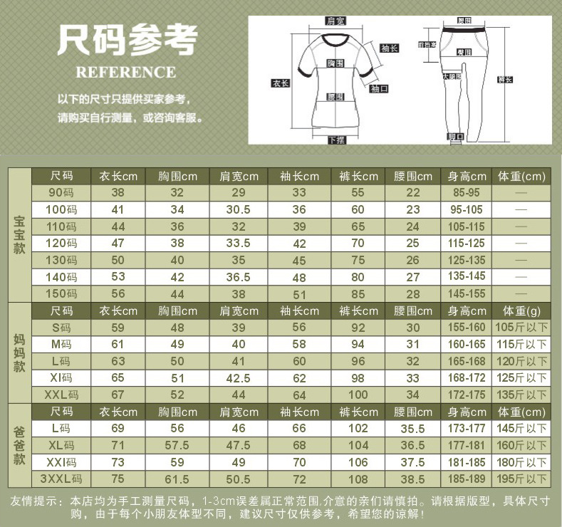 迷彩服尺码表ok