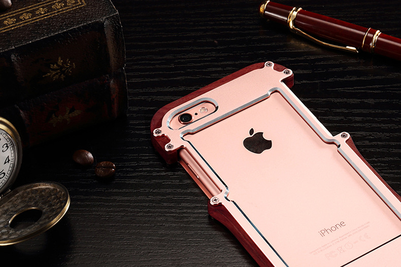 R-Just Light Slim Timber Aluminum Metal Wood Bumper Case Cover for Apple iPhone 6S Plus/6 Plus & iPhone 6S/6